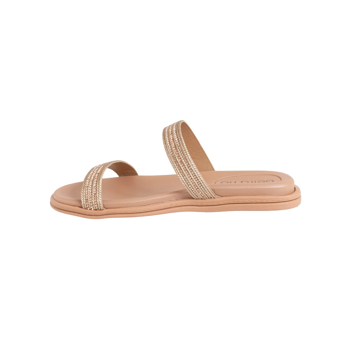 Rasteirinha Strass Beira Rio Papete Feminino Champagne 3