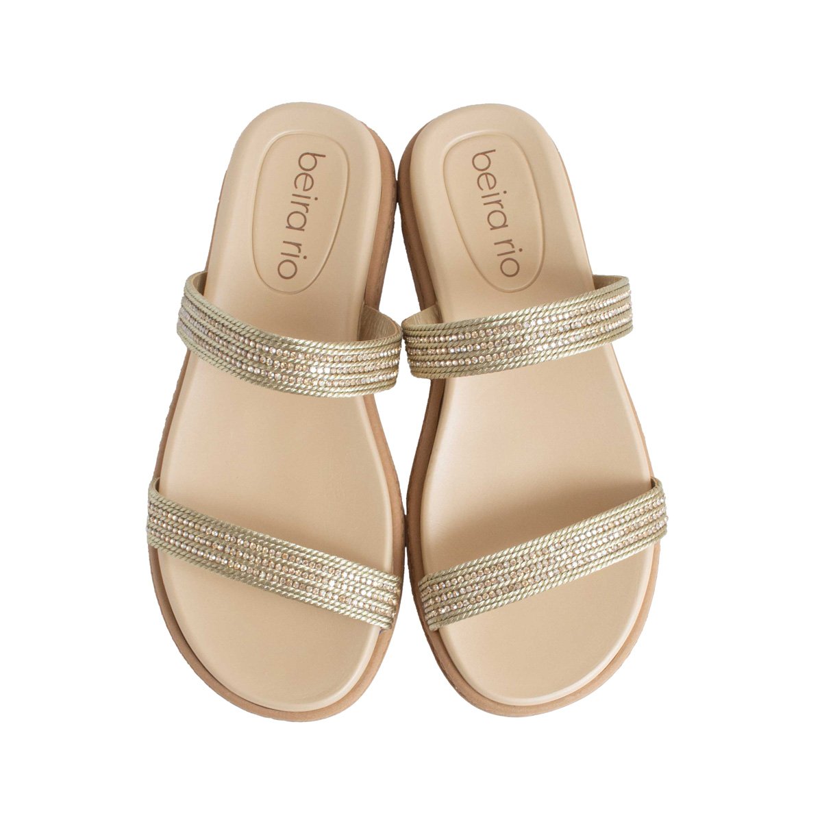 Rasteirinha Strass Beira Rio Papete Feminino Dourado 2