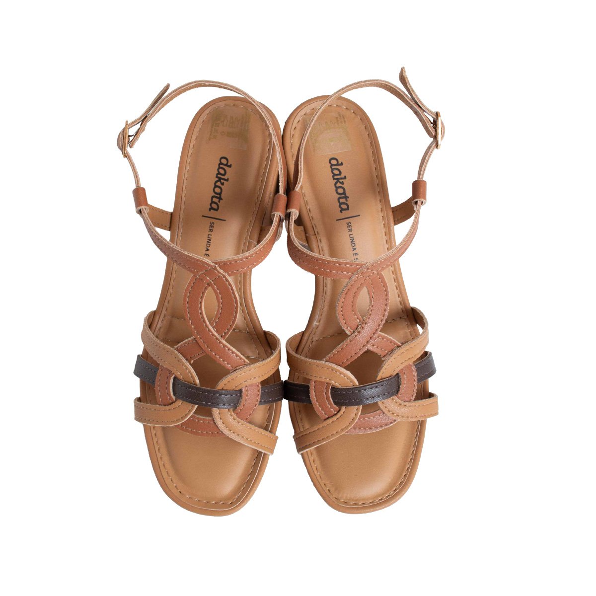 Sandália Salto Bloco Dakota Feminino Calce Fácil Caramelo 2