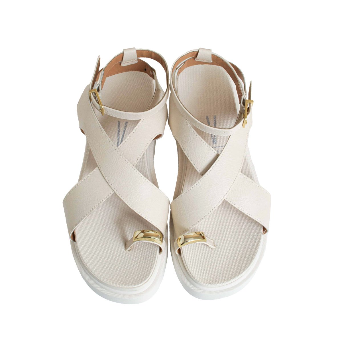 Sandália Anel De Dedo Vizzano Feminino Salto Tratorado Off White 2