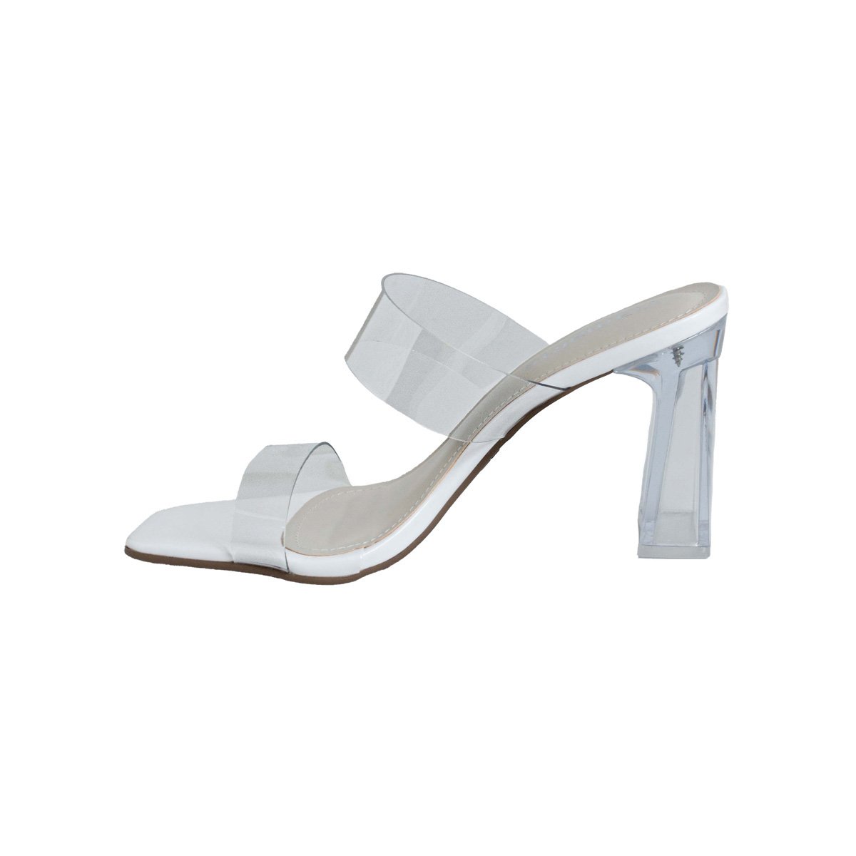 Tamanco Salto Alto Cristal Transparente Via Marte Feminino Branco 3