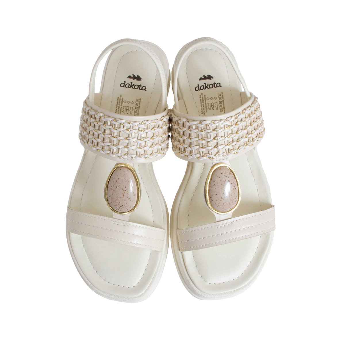 Sandália Flatform Dakota Pedraria Feminino Creme 2