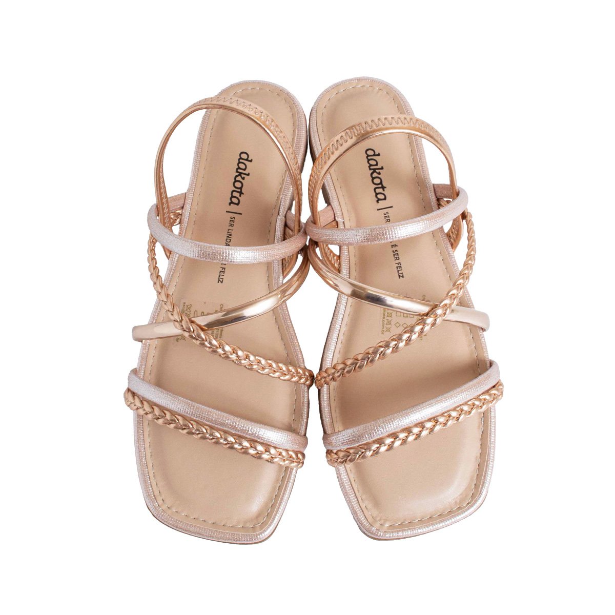 Sandália Rasteira Dakota Metalizada Feminino Rose 2