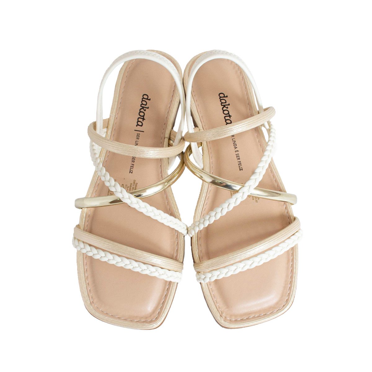 Sandália Rasteira Dakota Metalizada Feminino Creme/Champagne 2