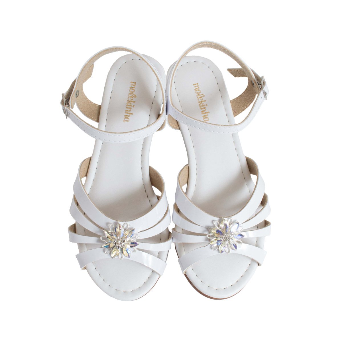 Sandália Salto Infantil Metalizada Molekinha Menina Branco 2