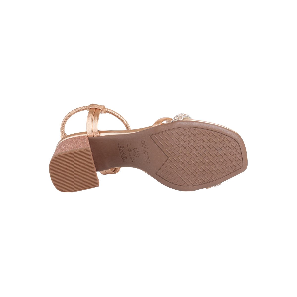 Sandália Beira Rio Salto Bloco Metalizada Feminino Rose Gold 5