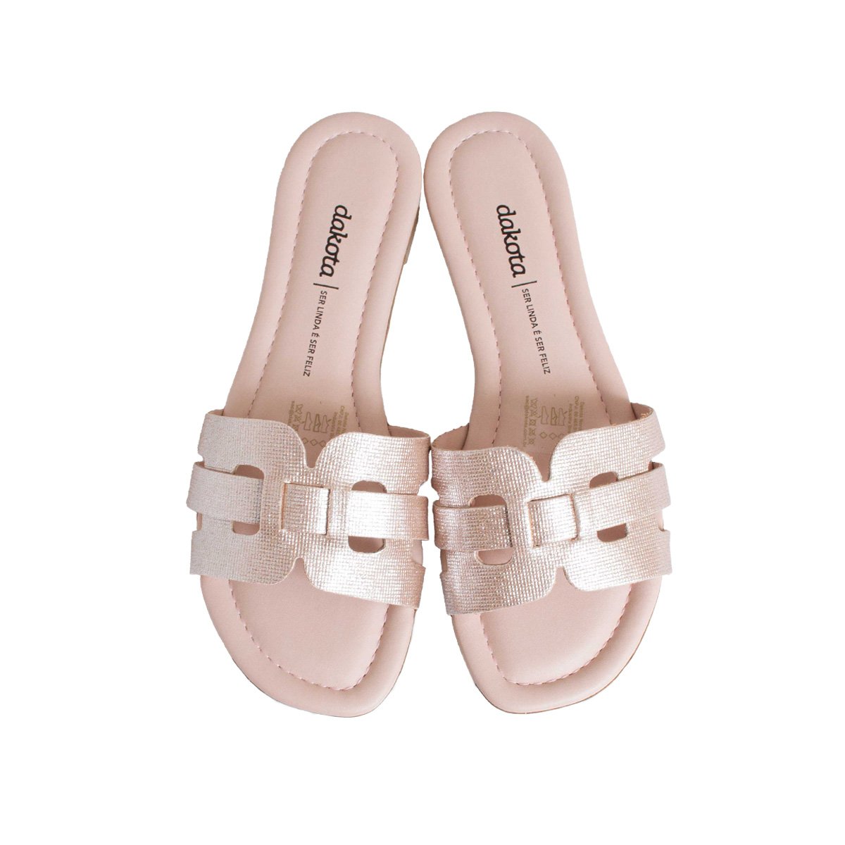Rasteirinha Slide Metalizada Dakota Feminino Rose 2