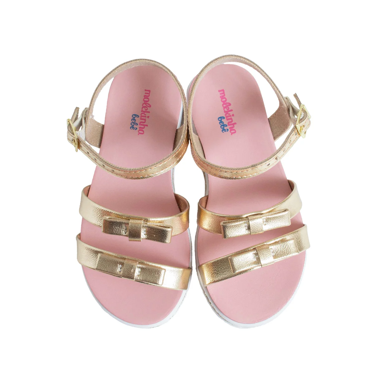 Sandália Brilhos Dourada Infantil Bebê Molekinha Menina Dourado 2