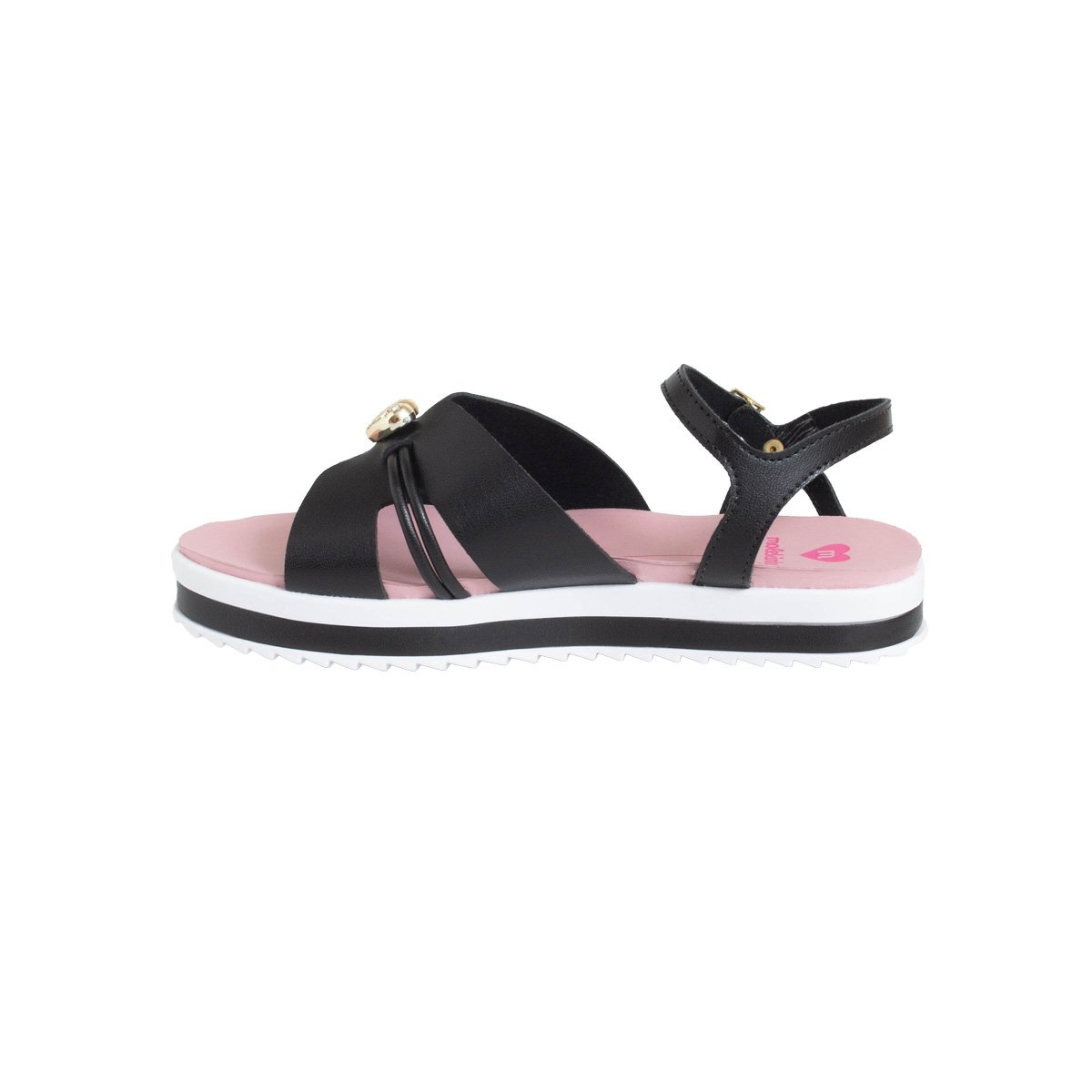 Sandália Flatform Infantil Molekinha Menina Fivela Preto 3