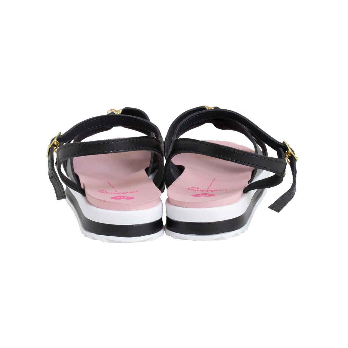 Sandália Flatform Infantil Molekinha Menina Fivela Preto 4