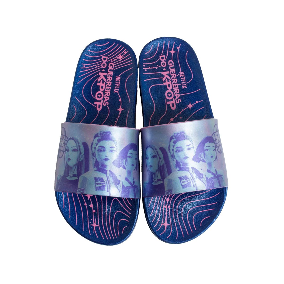 Chinelo Slide Infantil Guerreiras Do K-Pop Menina Grendene Azul 2