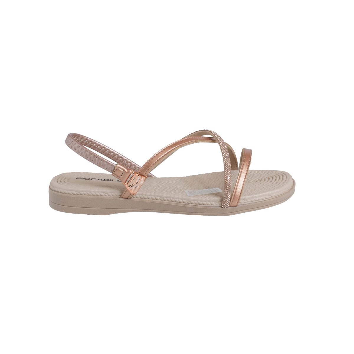 Sandália Rasteira Metalizada Piccadilly Feminino Calce Fácil