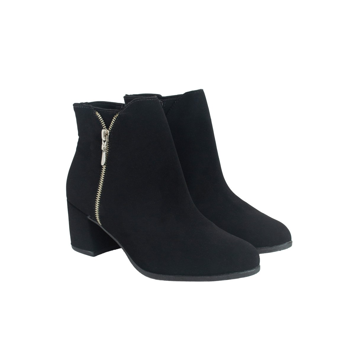 Bota Villa Rosa Cano Curto Feminino Zíper Preto 2