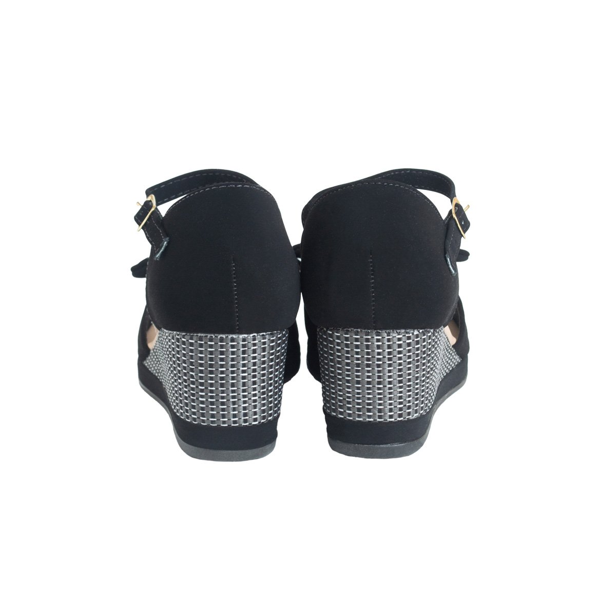 Sandália Villa Rosa Salto Anabela Feminino Fivela Preto 4