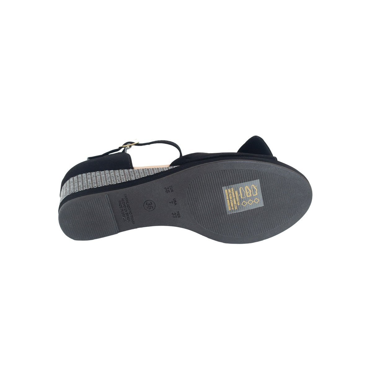 Sandália Villa Rosa Salto Anabela Feminino Fivela Preto 5