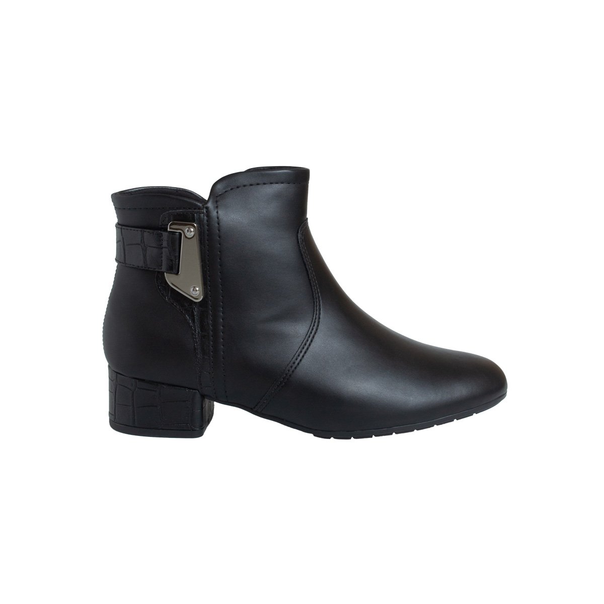 Bota Comfortflex Cano Curto Feminino Salto Bloco