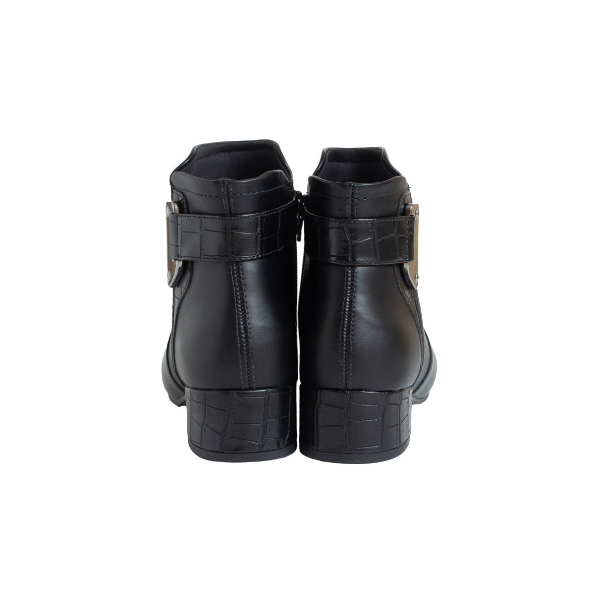 Bota Comfortflex Cano Curto Feminino Salto Bloco Preto 4