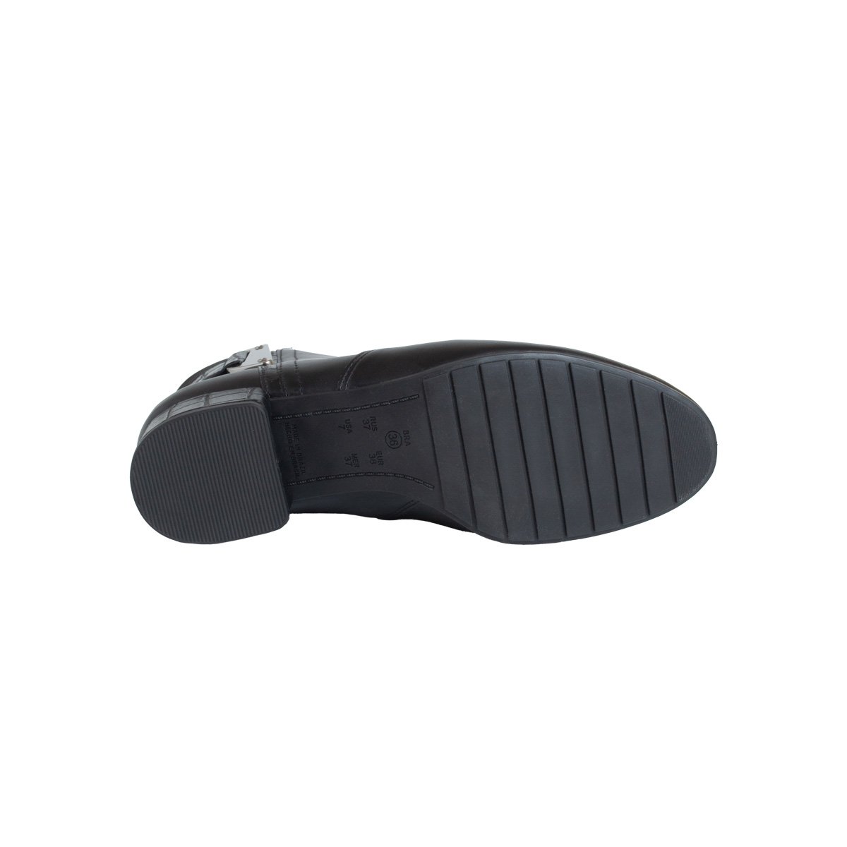 Bota Comfortflex Cano Curto Feminino Salto Bloco Preto 5