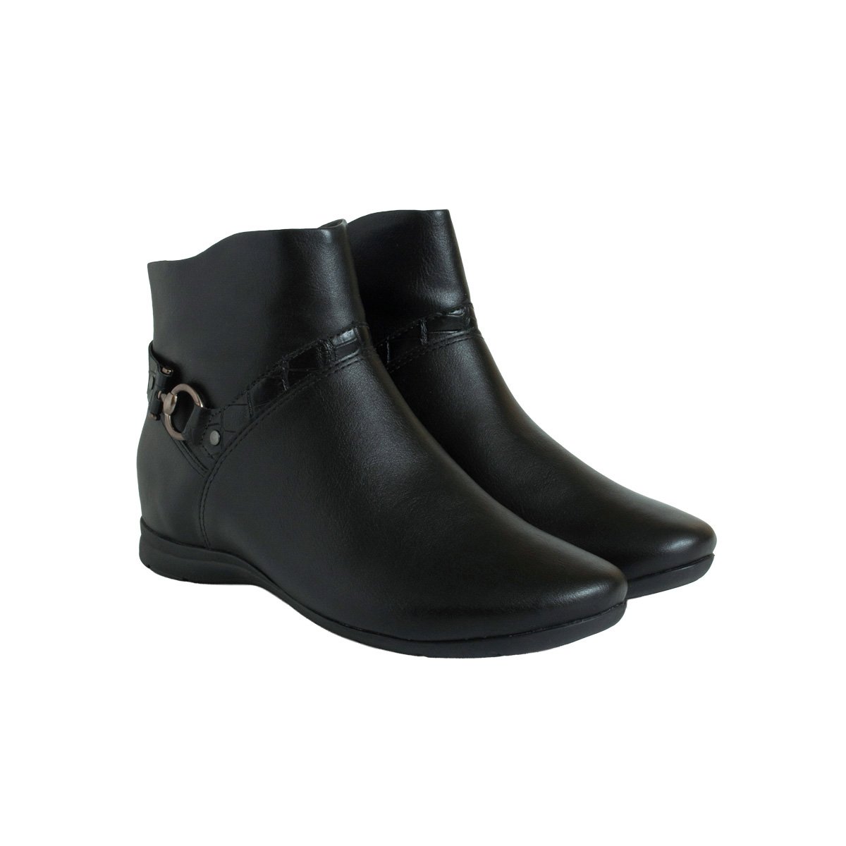 Bota Rasteira Comfortflex Feminino Cano Curto Preto 2