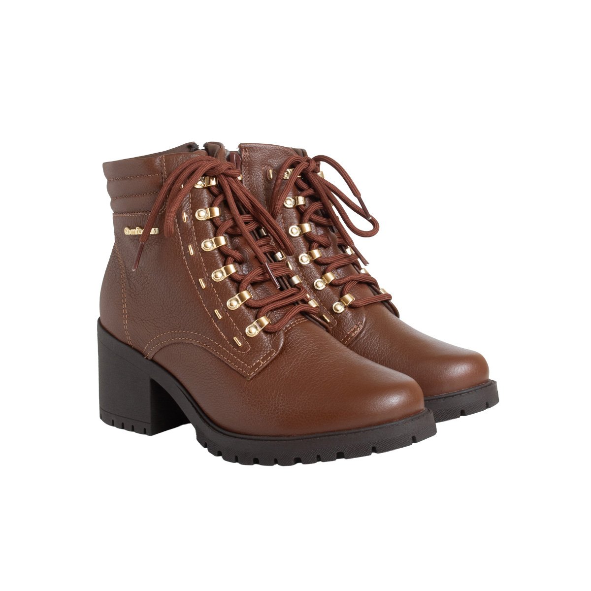 Bota Comfortflex Coturno Tratorado Feminino Café 2