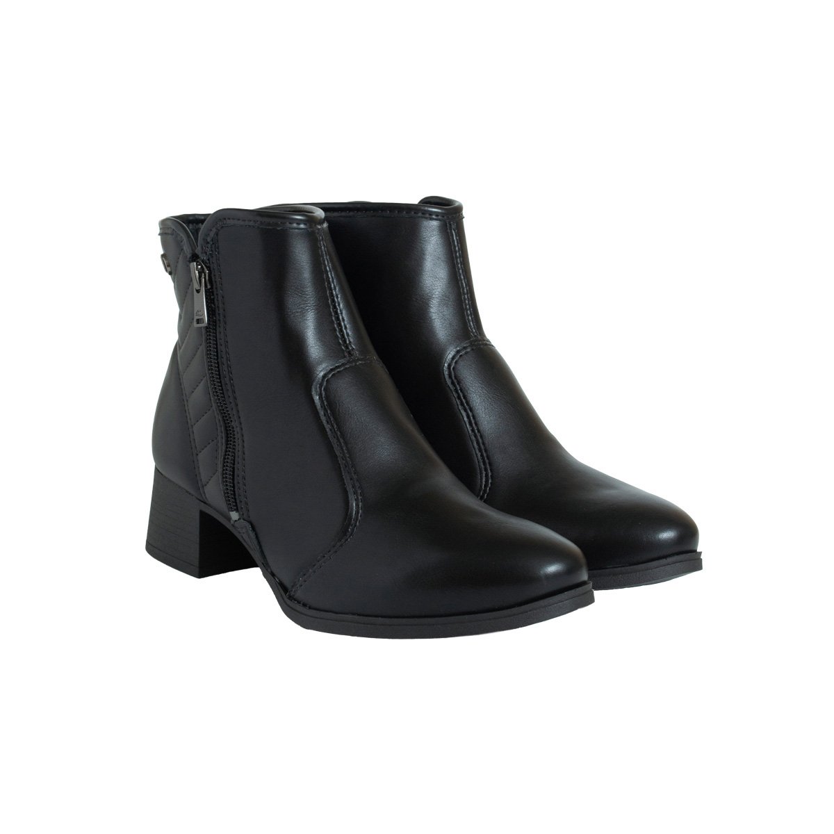 Bota Dakota Zíper Cano Curto Feminino Salto Bloco Preto 2