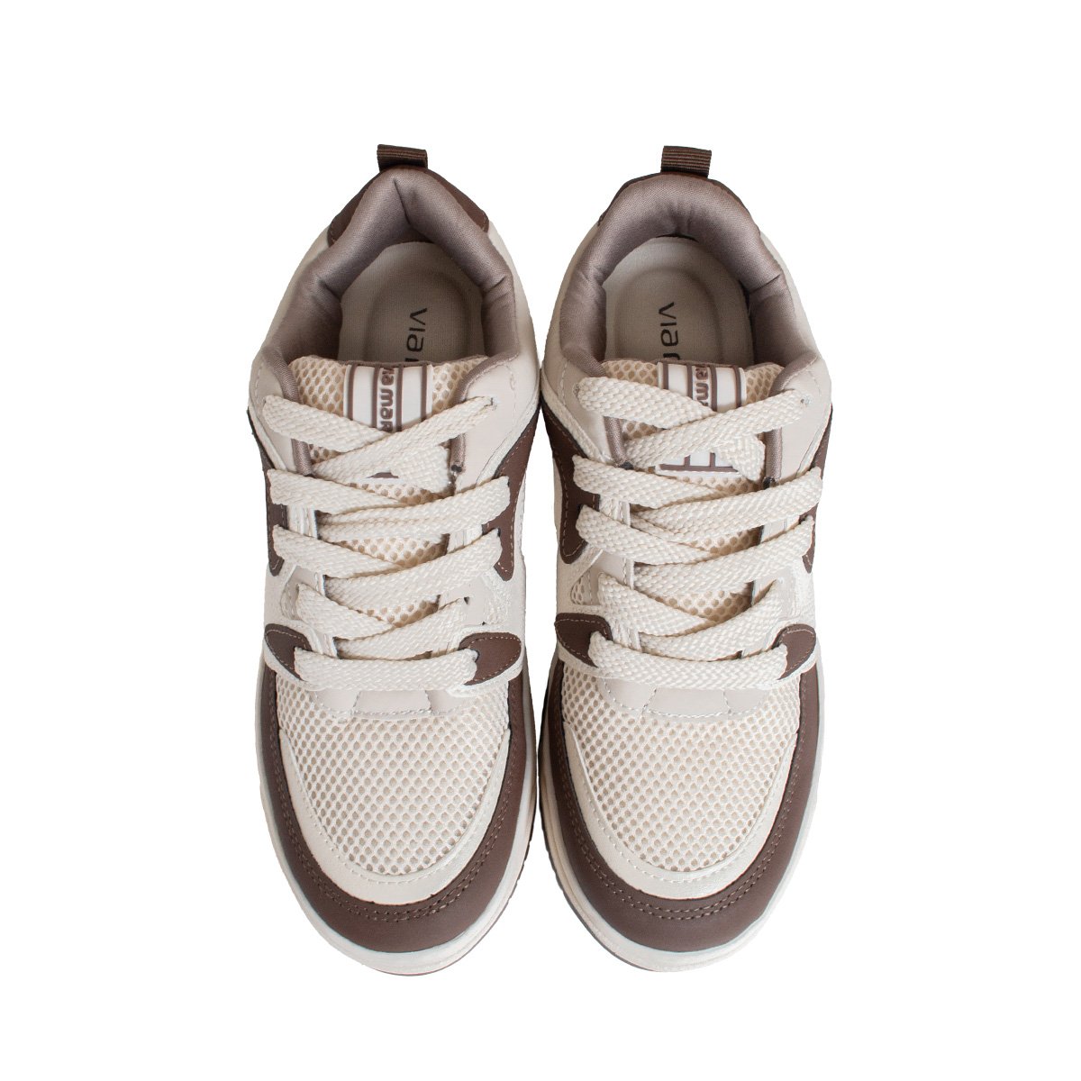 Tênis Casual Flatform Via Marte Feminino Branco/Marrom 2