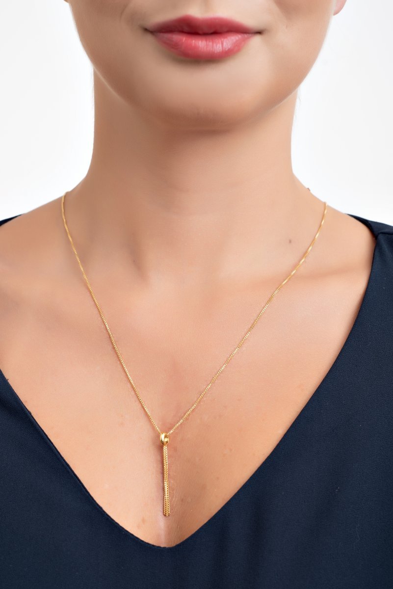 Colar Elos Alongado de Prata 925 com banho de Ouro 18k Dourado 3