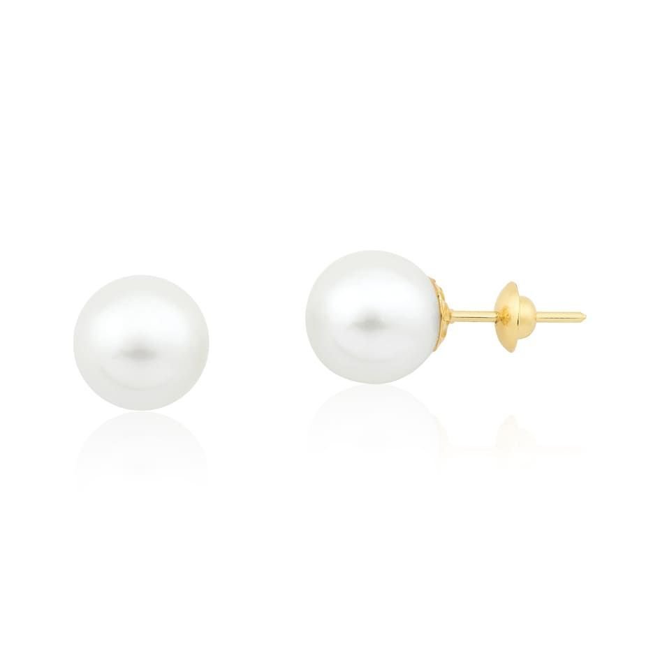 Brinco de Ouro 18k com Pérola Solitário 