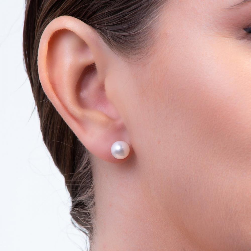 Brinco em Ouro 18k com Pérola Estilo Botão Dourado 2