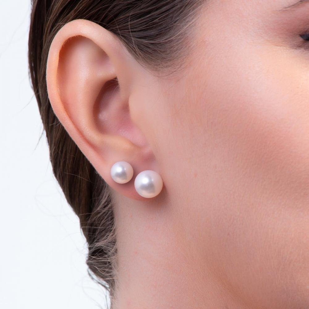 Brinco em Ouro 18k com Pérola Estilo Botão Dourado 3