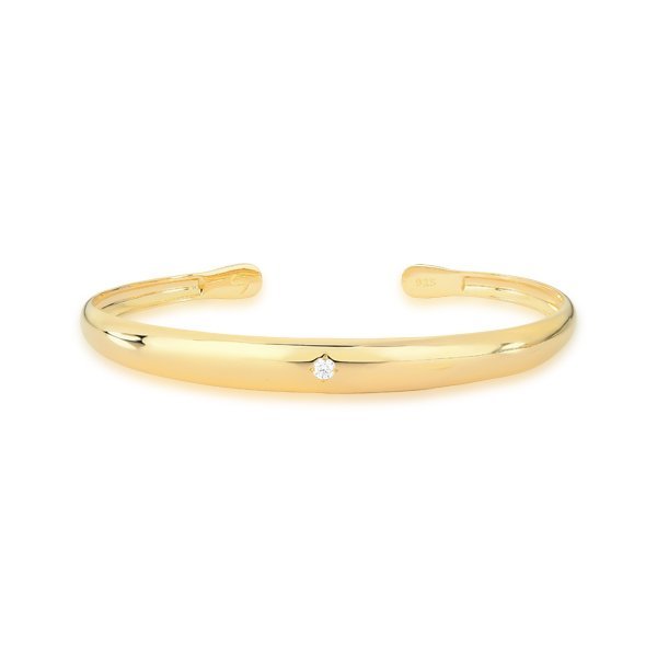 Bracelete de Prata 925 com banho em ouro amarelo 18k e Moissanite