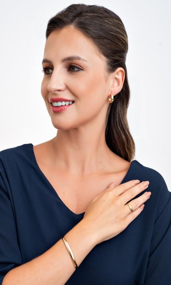 Bracelete de Prata 925 com banho em ouro amarelo 18k e Moissanite Dourado 3