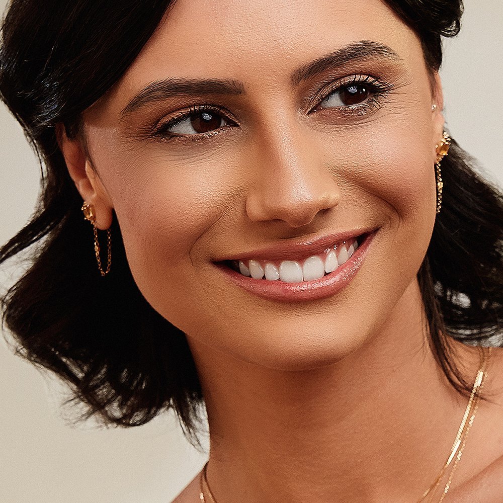 Brinco de Ouro 18k com Citrino Oval e Ponto de Luz em Topázio Branco Dourado 2