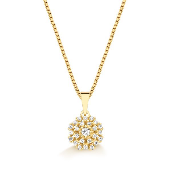Pingente Redondo Pavê de Ouro 18k com Zircônias Dourado 2