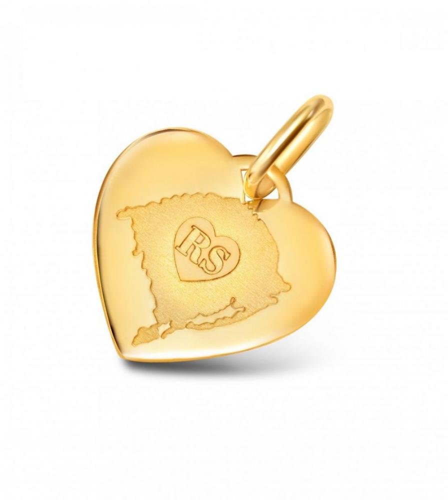 Pingente de Ouro 18k Coração Leve o Rio Grande do Sul no Peito Dourado 2