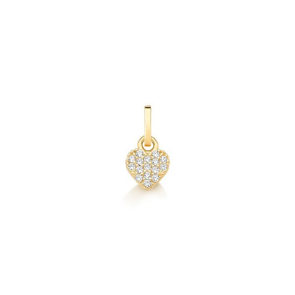Pingente de Ouro 18K Coração pequeno com zircônias