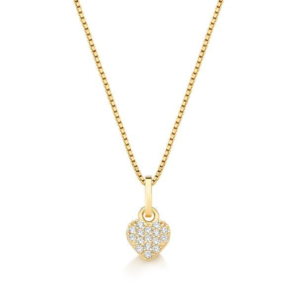 Pingente de Ouro 18K Coração pequeno com zircônias Dourado 2