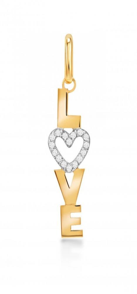 Pingente de Ouro 10k Love com Zircônias Dourado 2