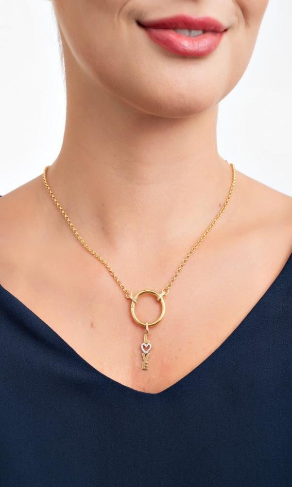 Pingente de Ouro 10k Love com Zircônias Dourado 3