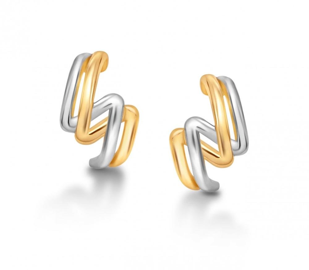 Brinco de Ouro Amarelo e banho de ródio branco Edição Limitada Safira Dourado/Prata 1