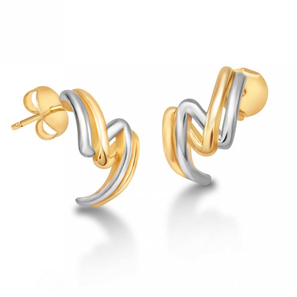 Brinco de Ouro Amarelo e banho de ródio branco Edição Limitada Safira Dourado/Prata 2