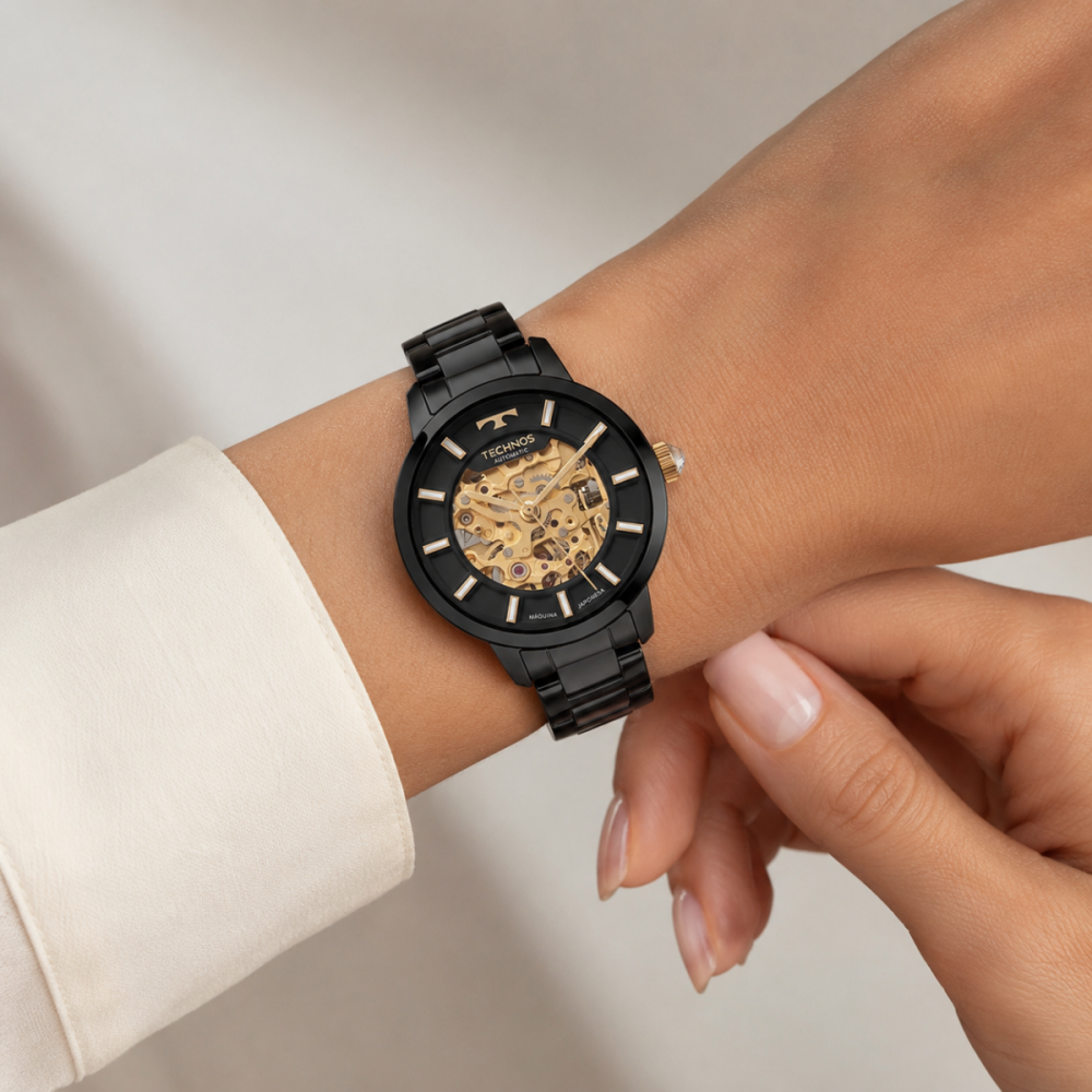 Relógio Feminino Technos Automático Skeleton 8N24AU/1P Preto 4