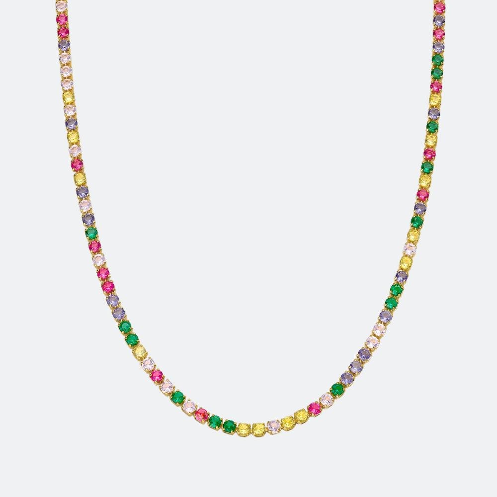 Choker Riviera Colorida Banhada a Ouro 18K Multicores 2