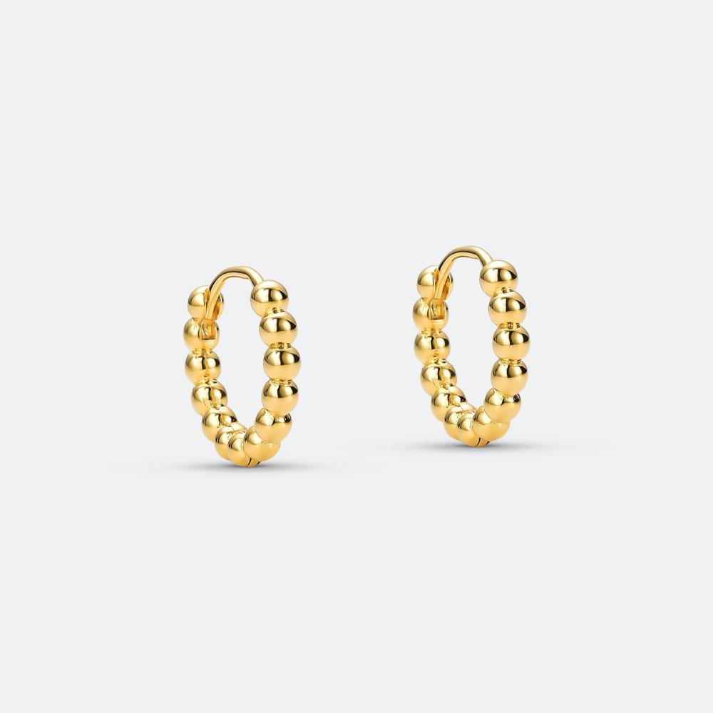 Brinco Argola Bolinhas Banhado a Ouro 18k Dourado 2