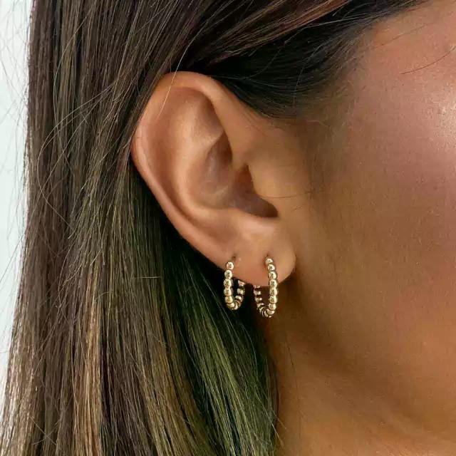 Brinco Argola Bolinhas Banhado a Ouro 18k Dourado 3