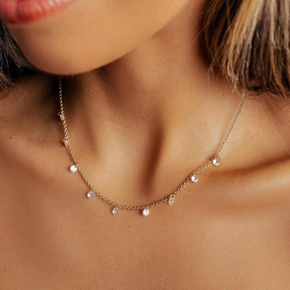 Choker Cristais Banhada a Ouro 18k Dourado 3