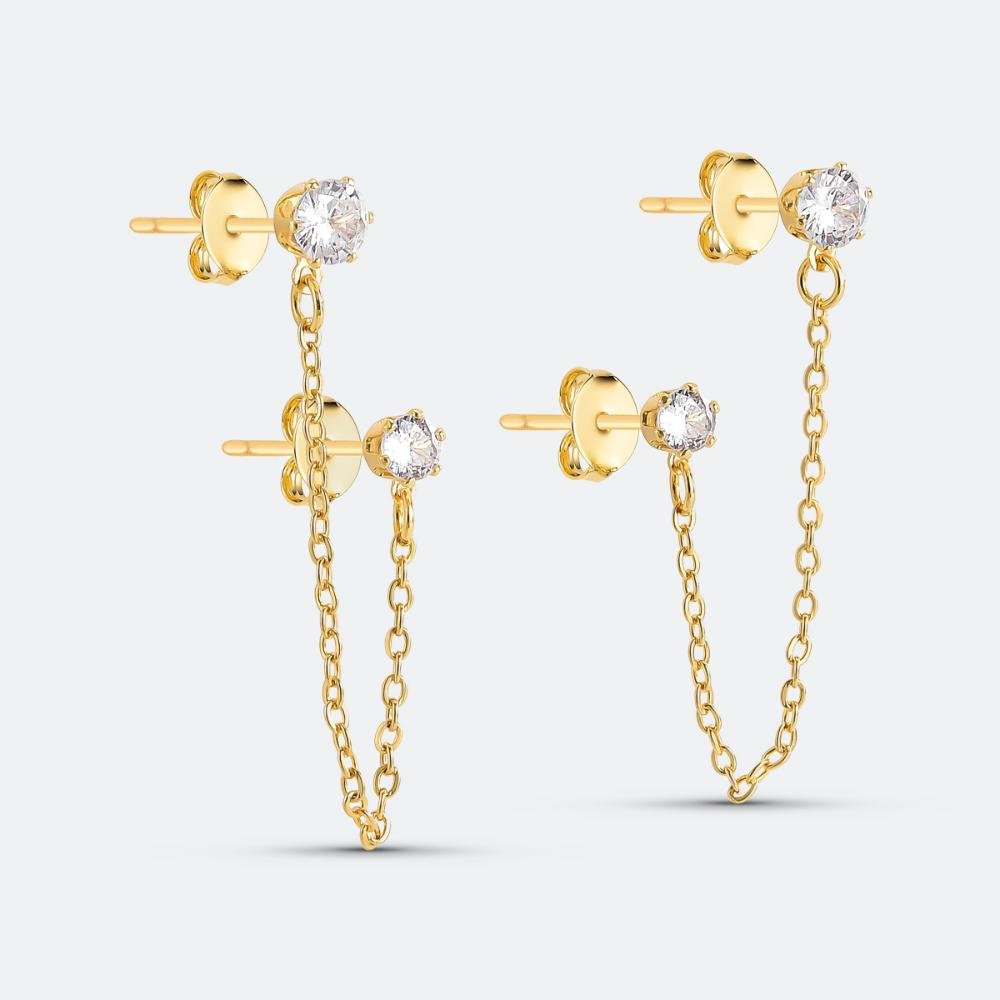 Brinco Pontos de Luz 5mm e 4mm Banhado a Ouro 18K Dourado 4