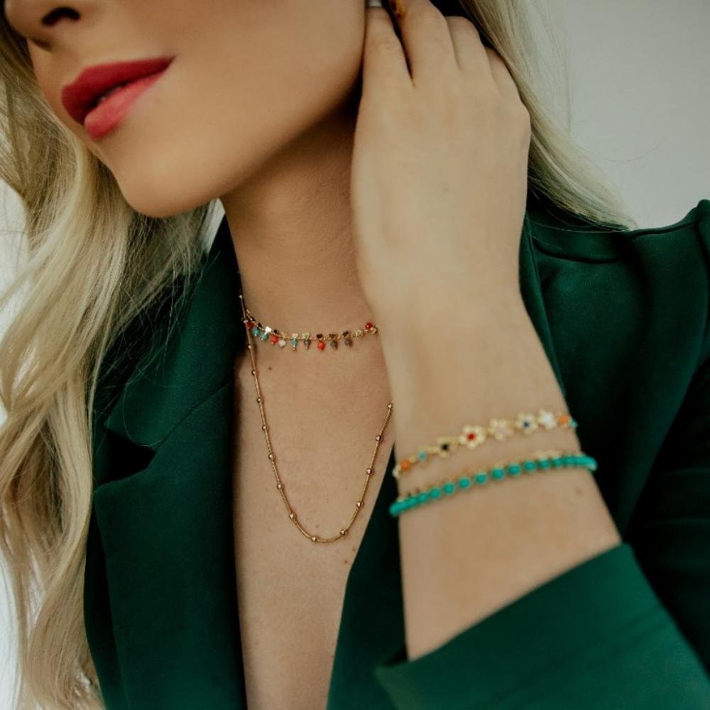 Colar Bolinhas Banhado a Ouro 18K Dourado 5