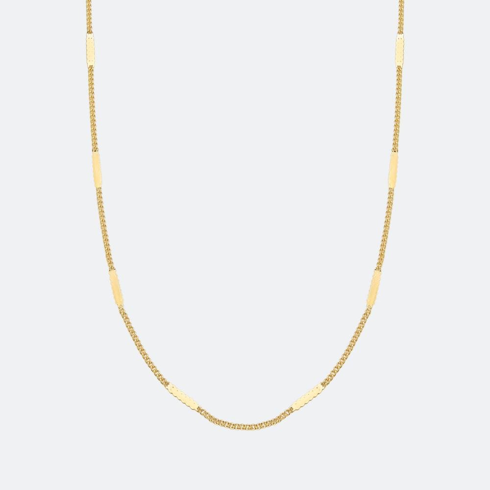 Colar Plaquinha Amassada Longo Banhado a Ouro 18K Dourado 2