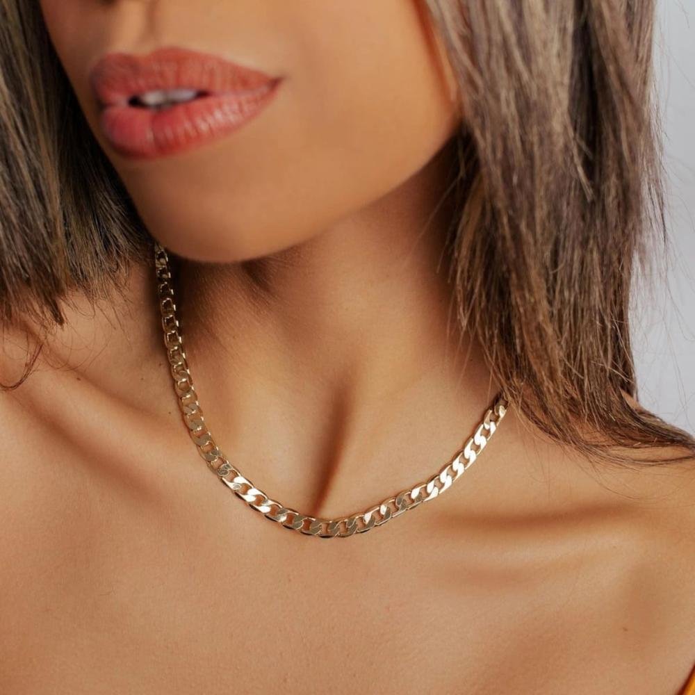 Choker Grumet Importada Banhada a Ouro 18k Dourado 3